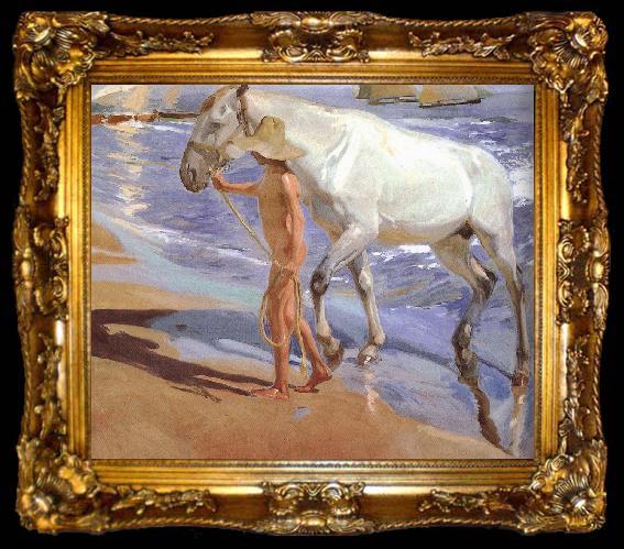 framed  Joaquin Sorolla Horse bath, ta009-2